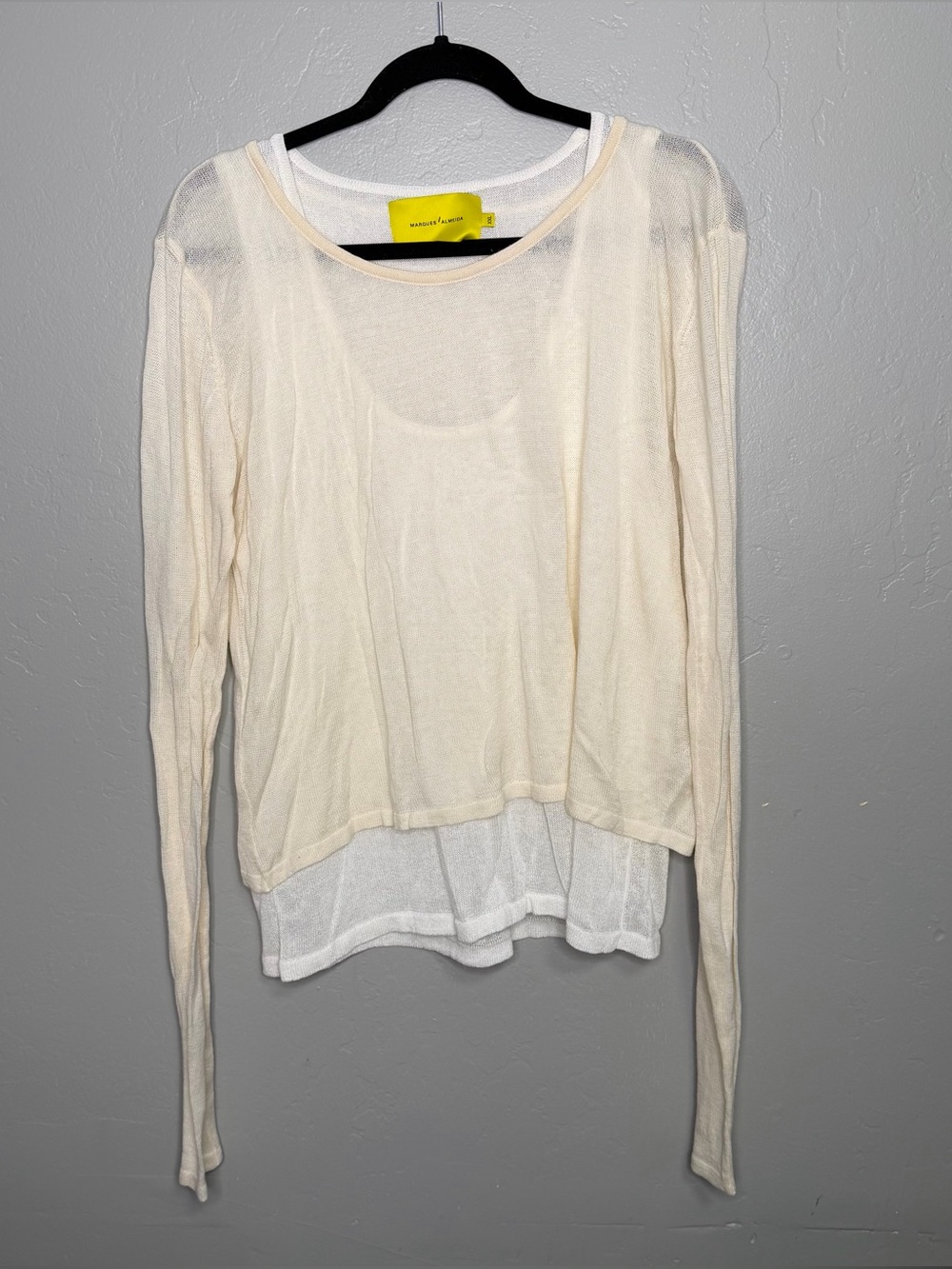 Marques'Almeida Womens Layered Wide-Neck Knit Top Blouse Sz XXL